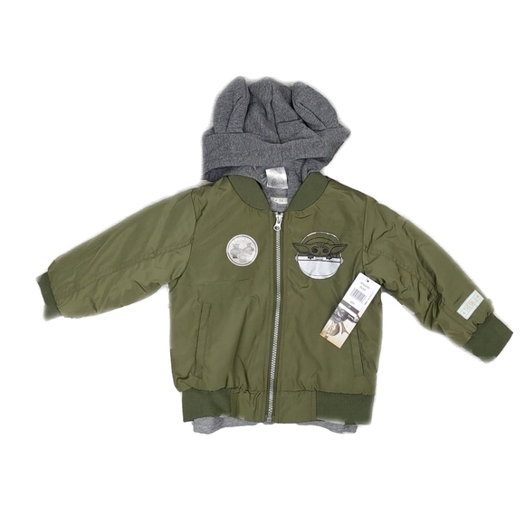Disney Other - NWT Disney Star Wars 2 Pc Baby Yoda 3T Army Green Bomber Jacket & Tee